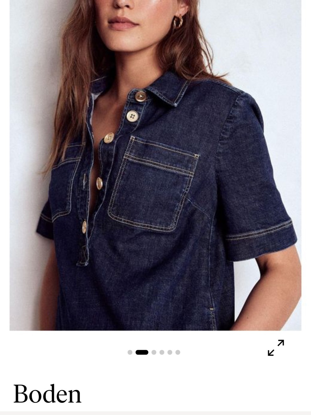 Boden Navy Denim Pocket Shift Dress - Picture 2 of 3